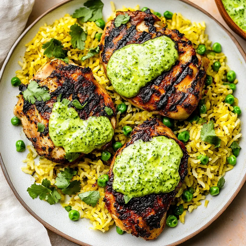 Peruvian Chicken and Rice with Green Sauce