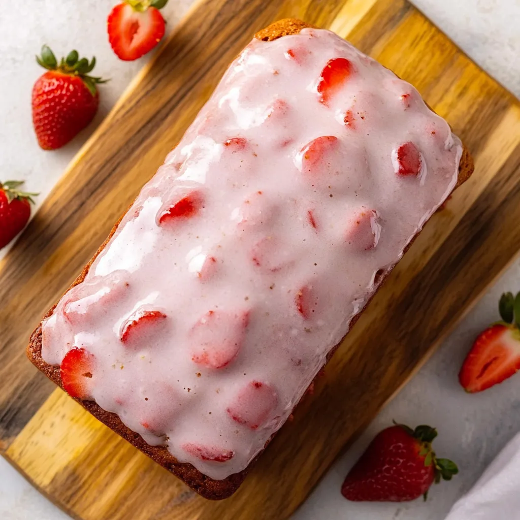 Fresh strawberry glazed bread