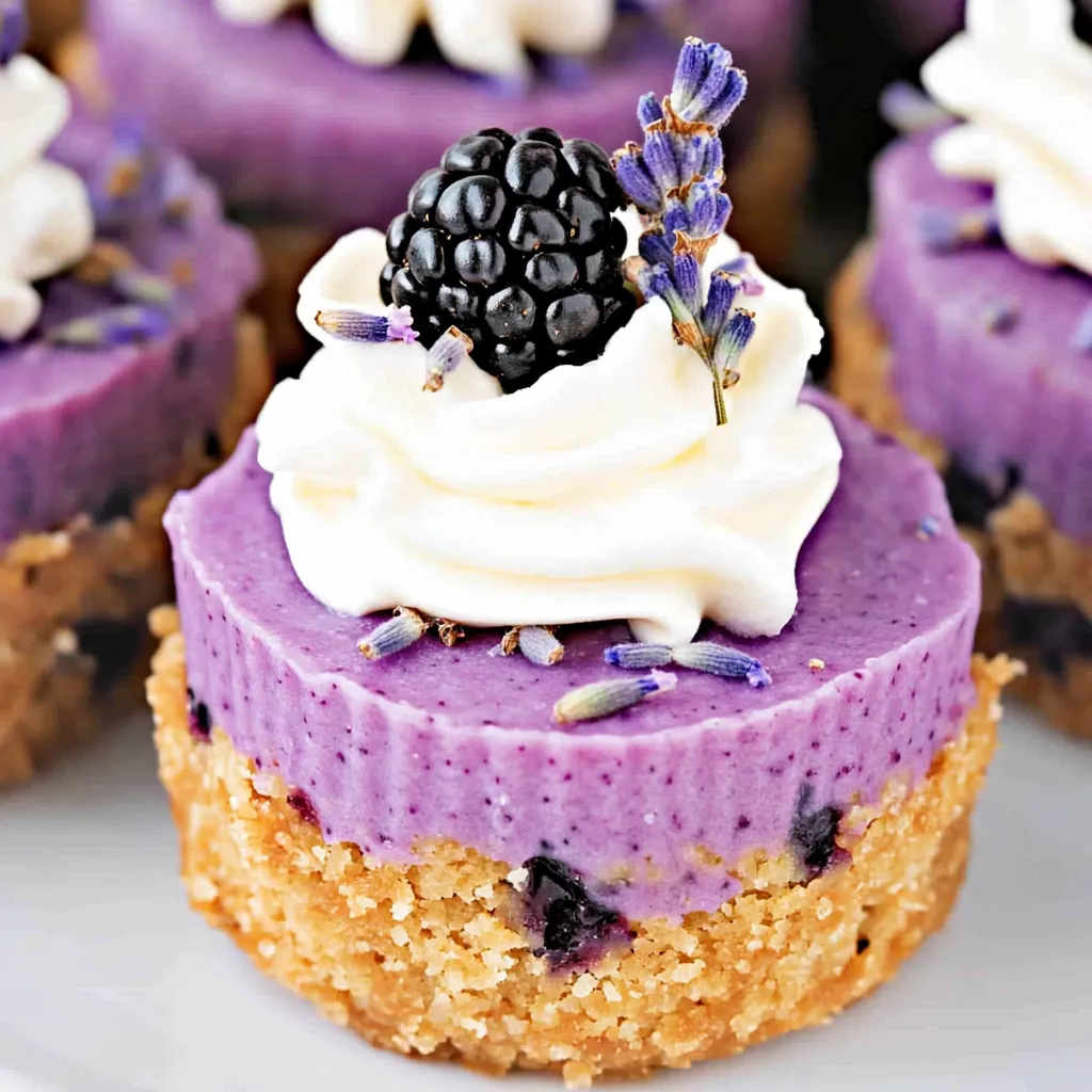 Sweet lavender blackberry mini cheesecakes