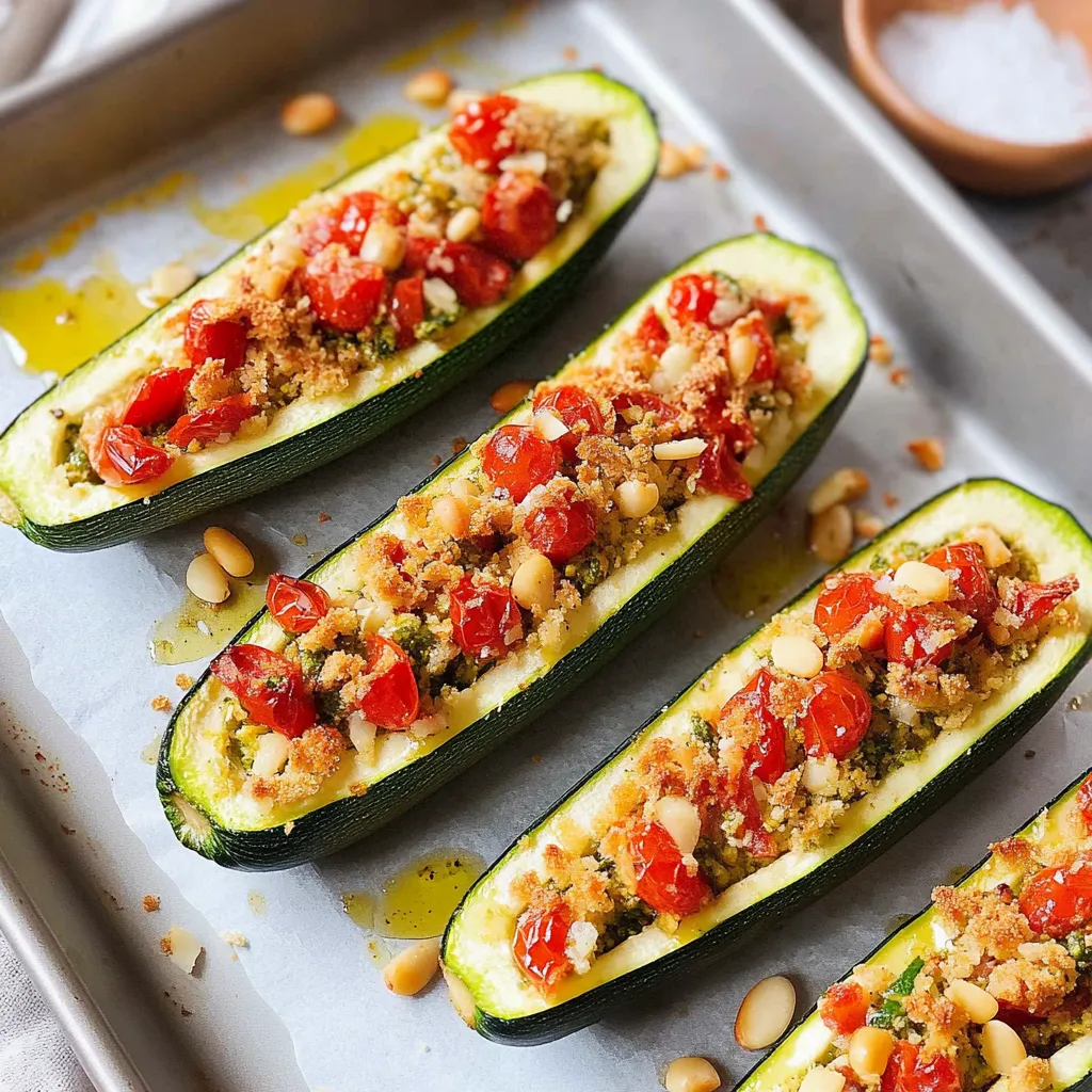 Cheesy stuffed zucchini boats