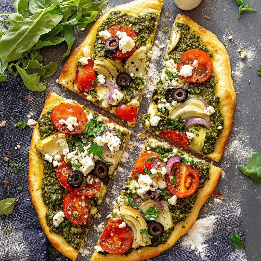 Quick Greek flatbread pizza