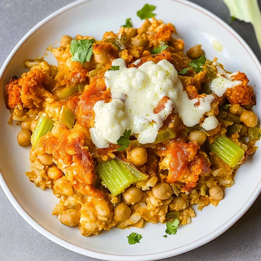 Buffalo Chickpea Cauliflower Casserole
