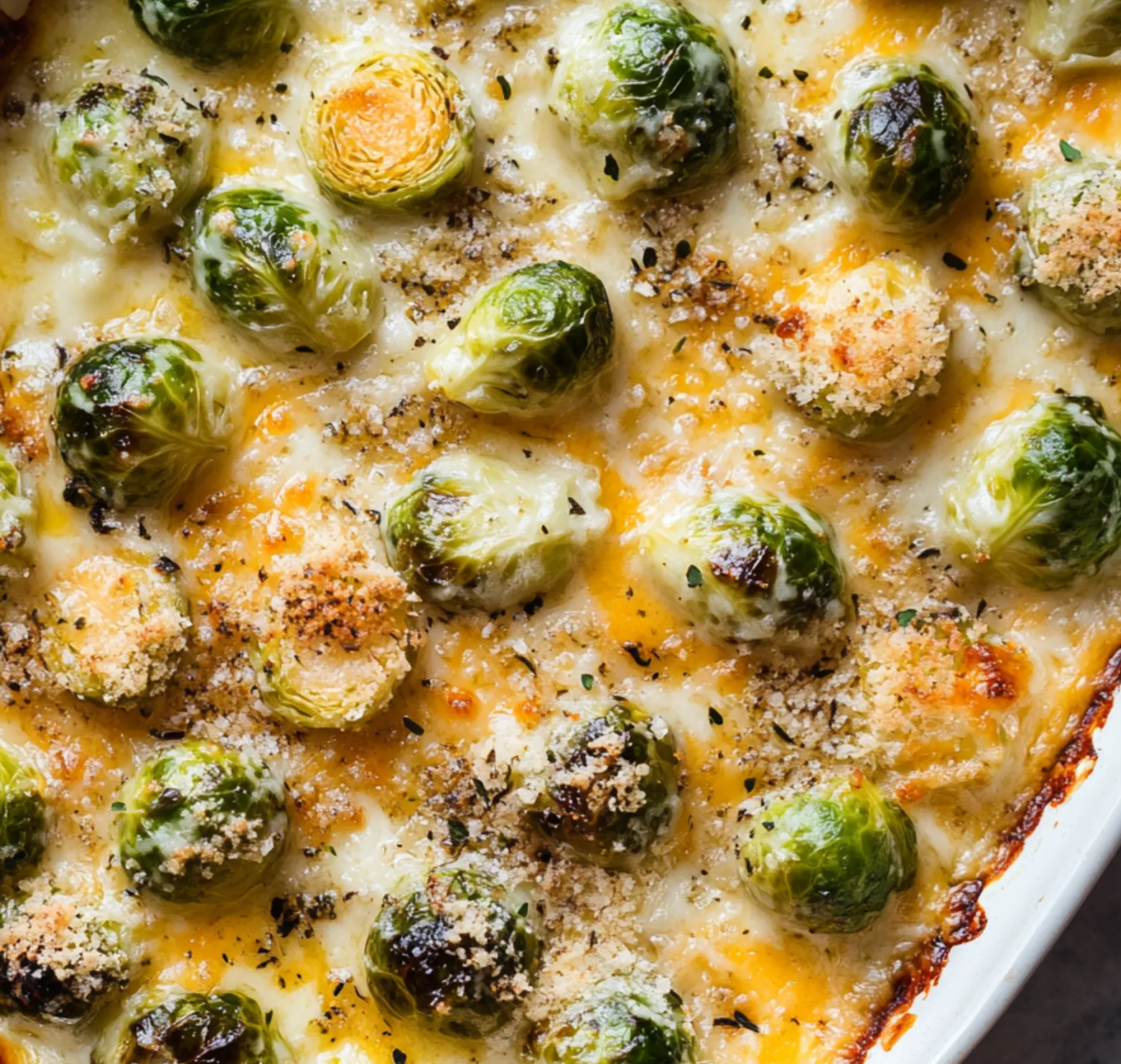 Garlicky Brussels Sprouts Au Gratin