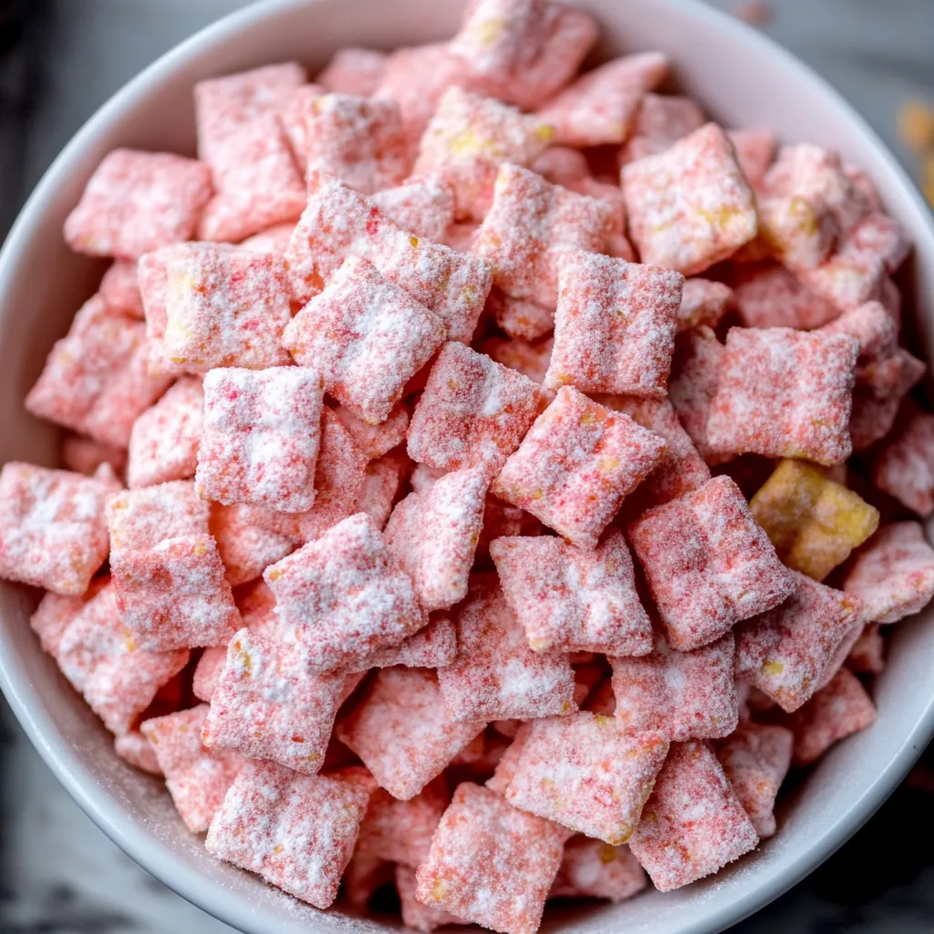 Strawberry Muddy Buddies (Puppy Chow)