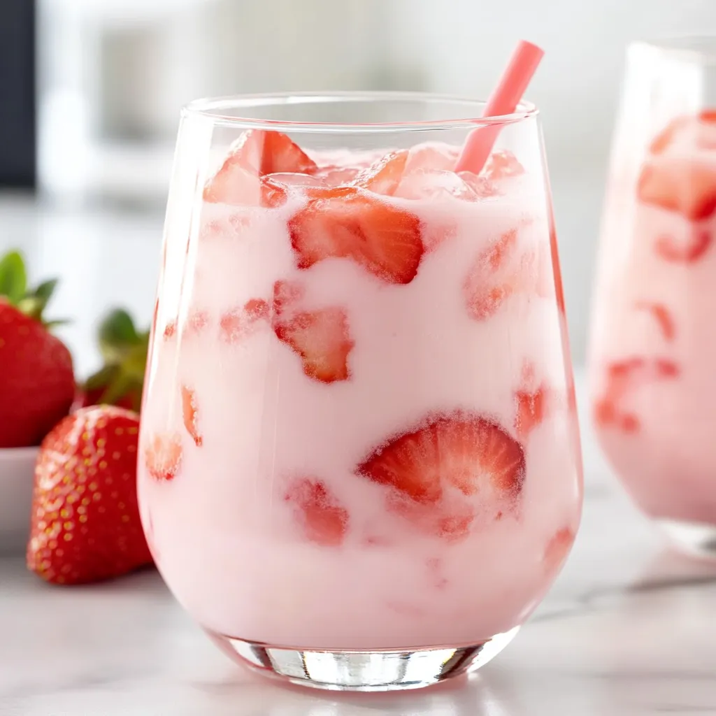 Pink Strawberry Coconut Drink