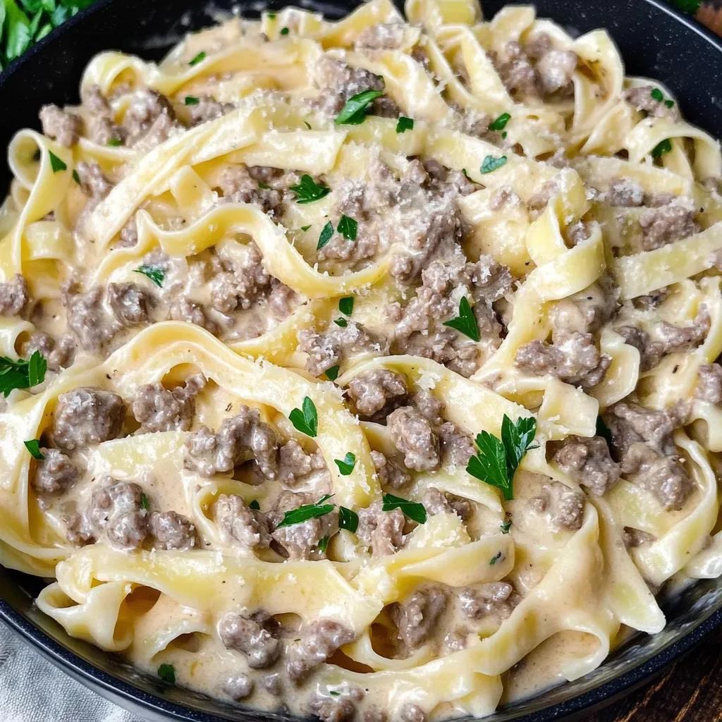 Creamy Ground Beef Alfredo