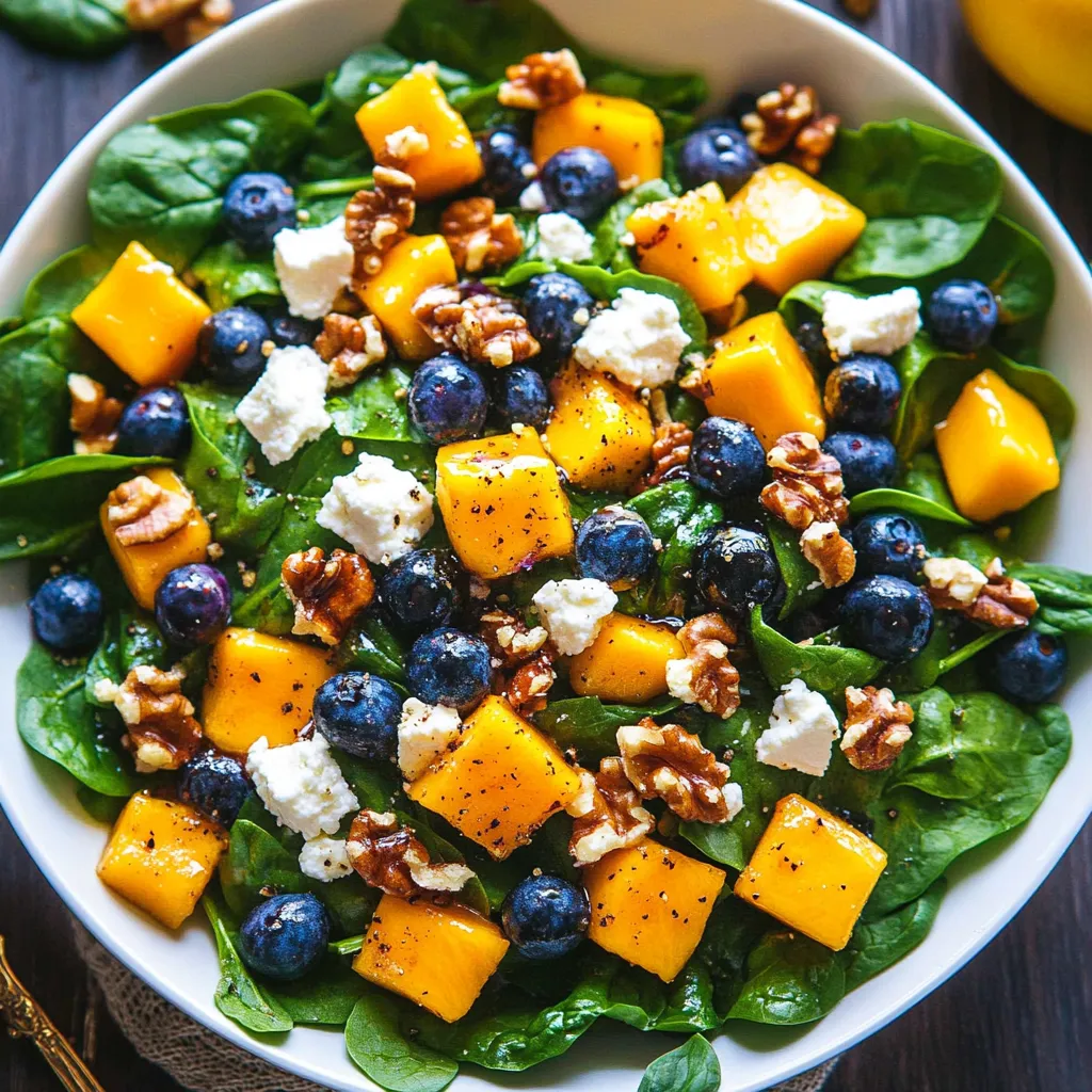 Mango Salad with Spinach and Blueberries