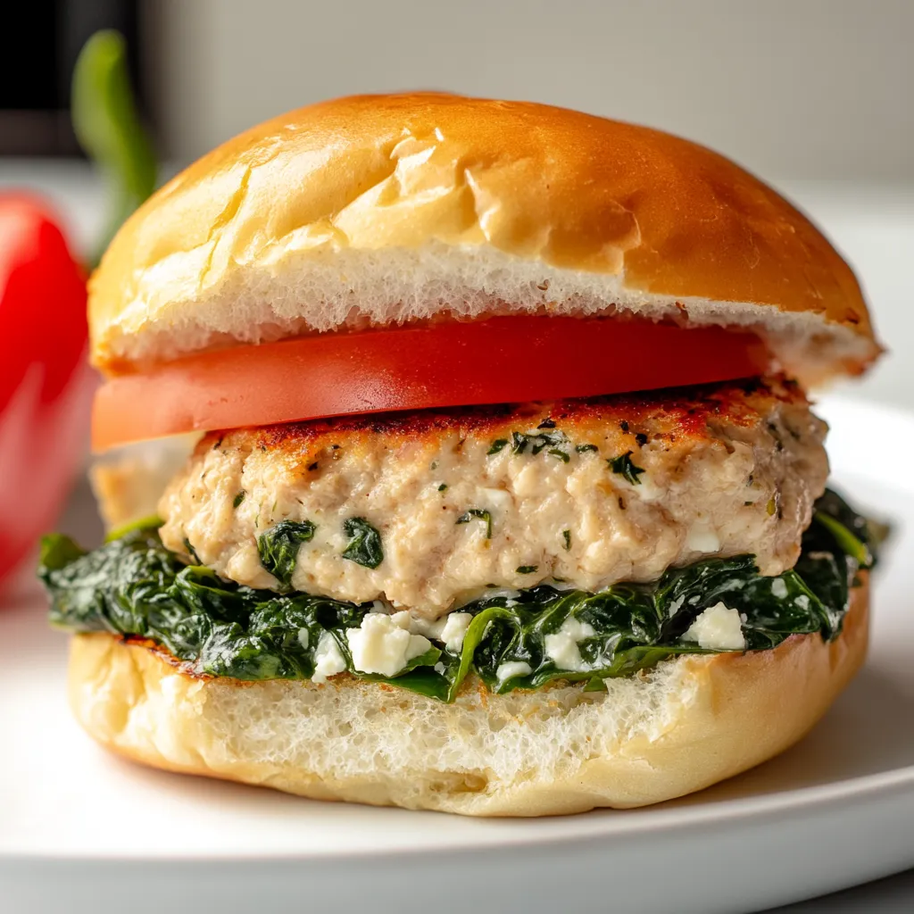 Chicken Feta Spinach Burgers