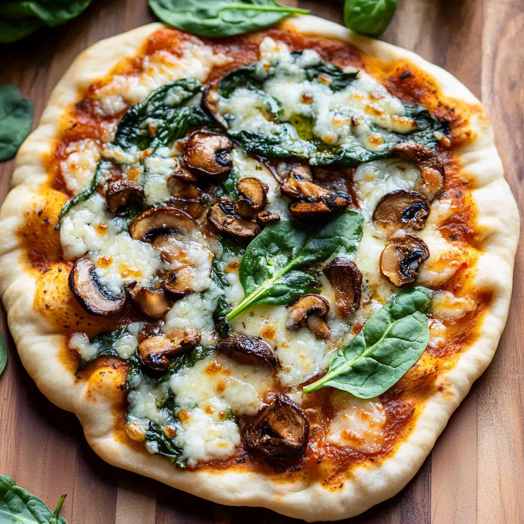 Spinach & Mushroom Naan Pizza