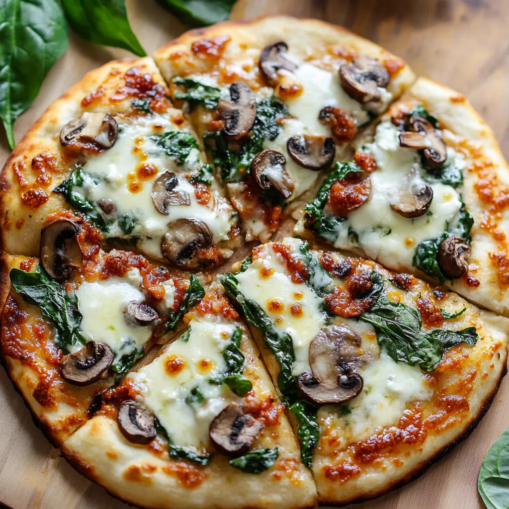 Quick Spinach Mushroom Pizza
