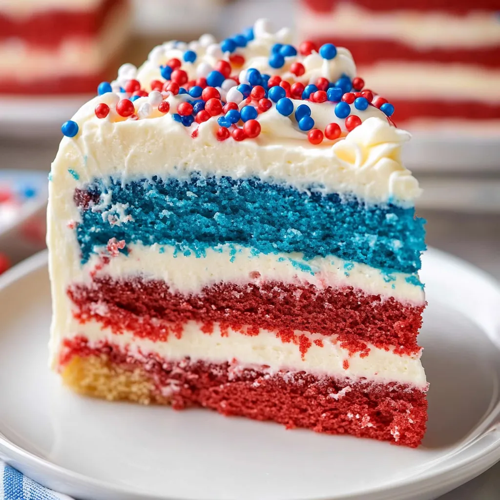 Red White and Blue Marble Layered Cake