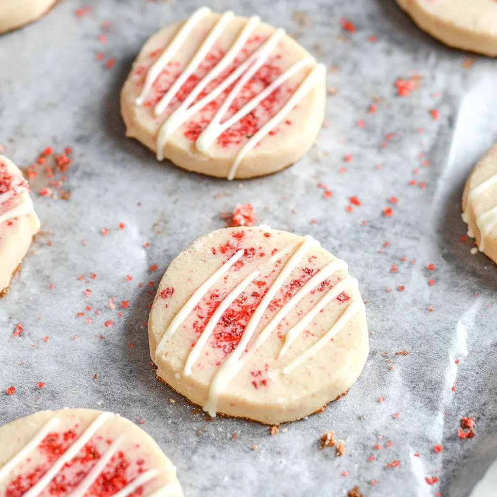 White Chocolate Strawberry Shortbread Cookies