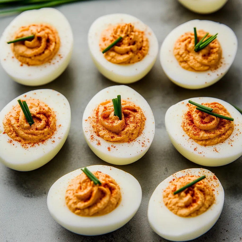 Spooky Orange Deviled Eggs