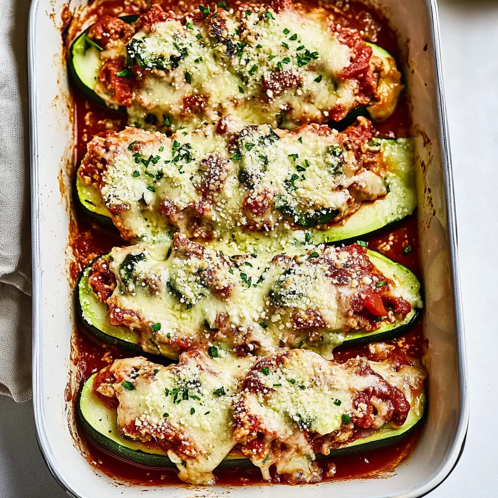 Lasagna Stuffed Zucchini Boats