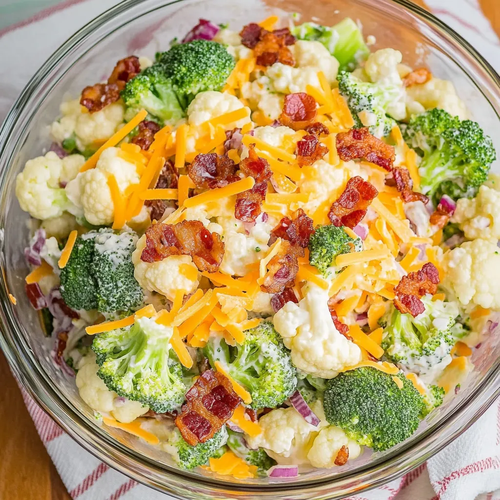 Easy Broccoli Cauliflower Salad Recipe