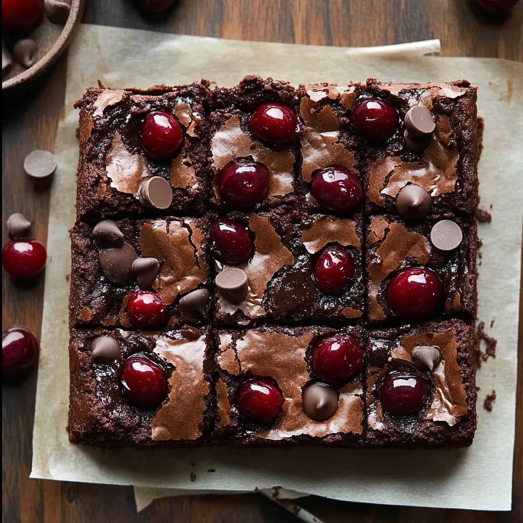 Fudgy Brownies with Roasted Cherries