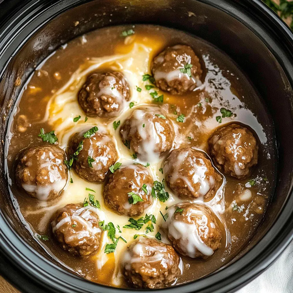 Cheesy French Onion Meatballs Recipe