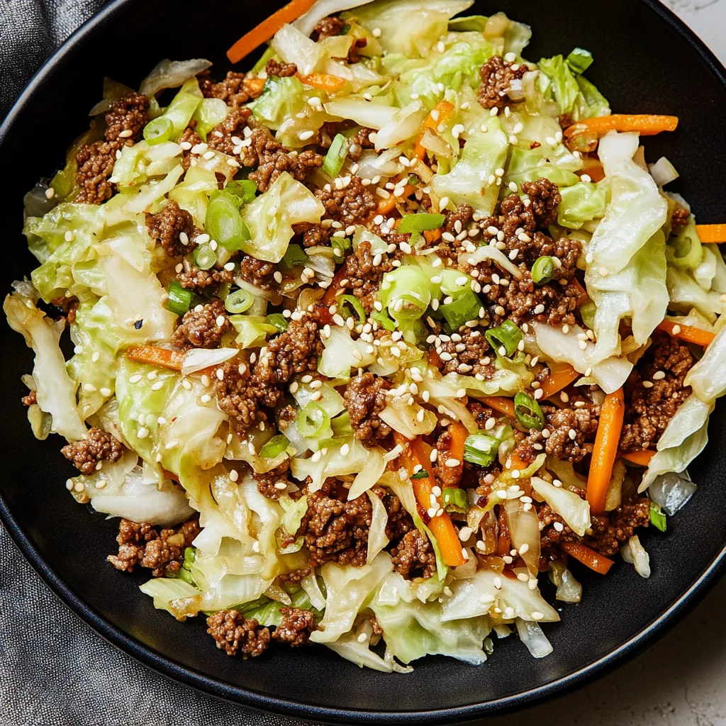 Asian Ground Beef and Cabbage Stir Fry