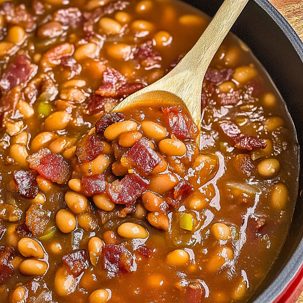 Bacon Baked Beans Recipe with Brown Sugar and Bourbon