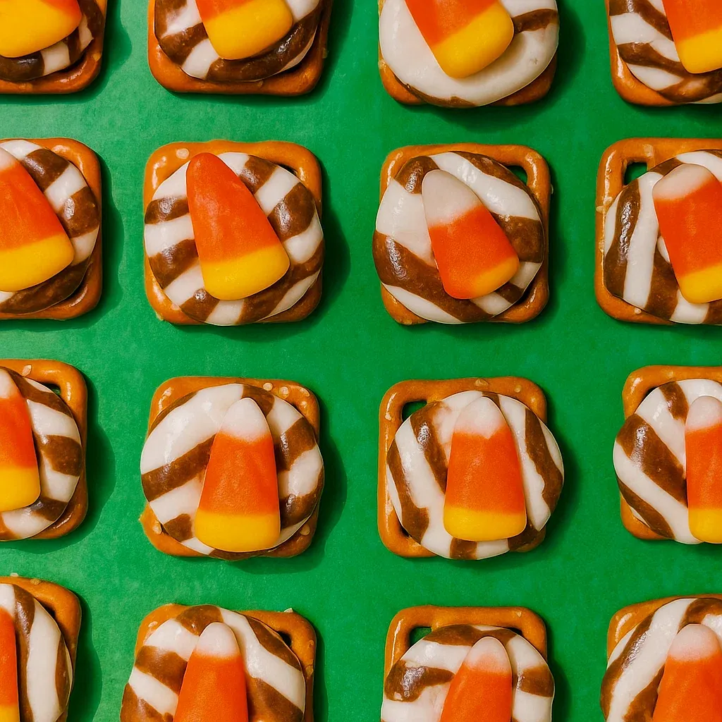 Halloween Candy Corn Pretzel Bites