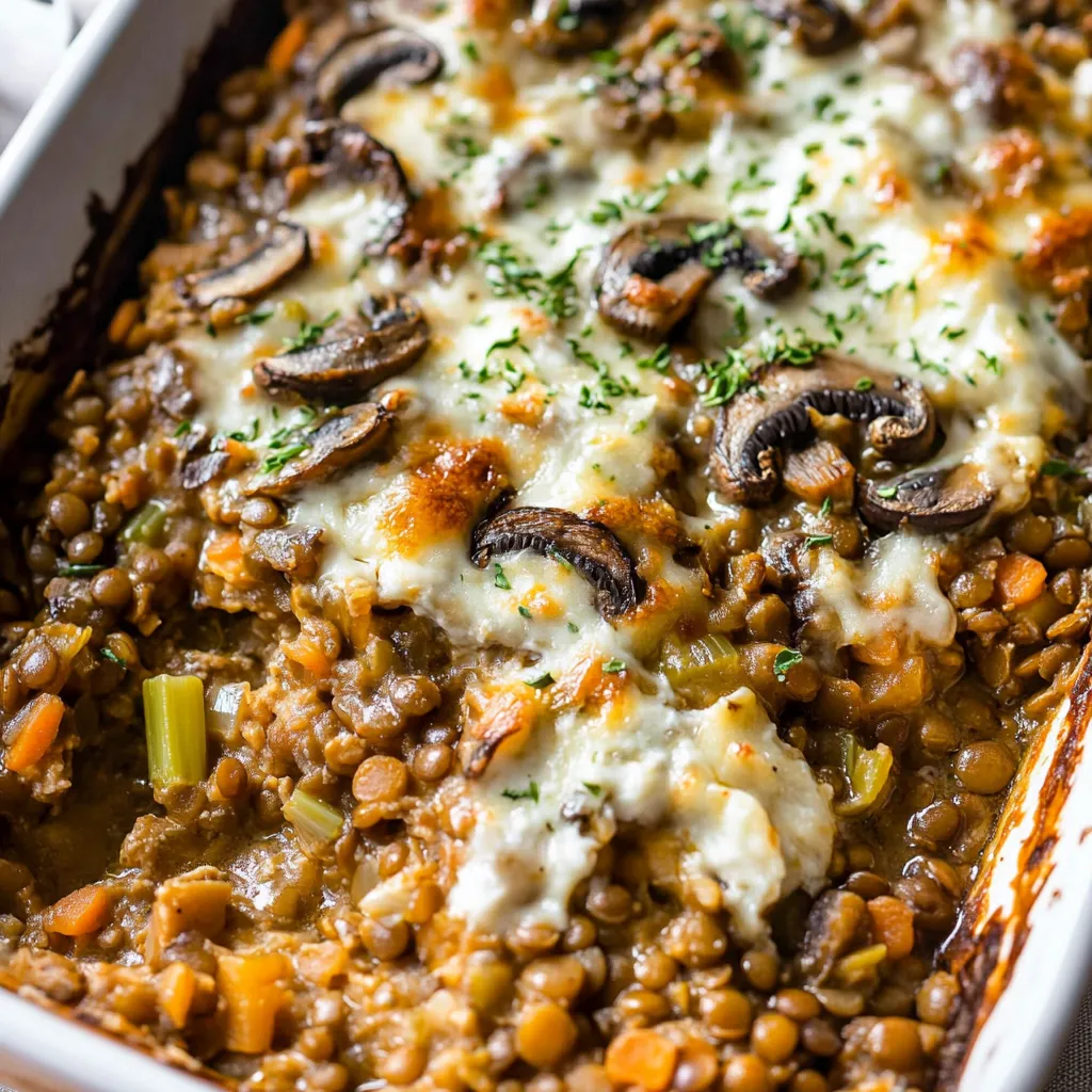 Hearty Lentil Mushroom Bake