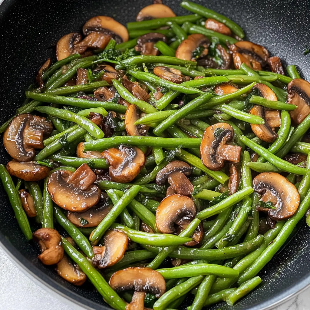 Sautéed Green Beans and Mushrooms