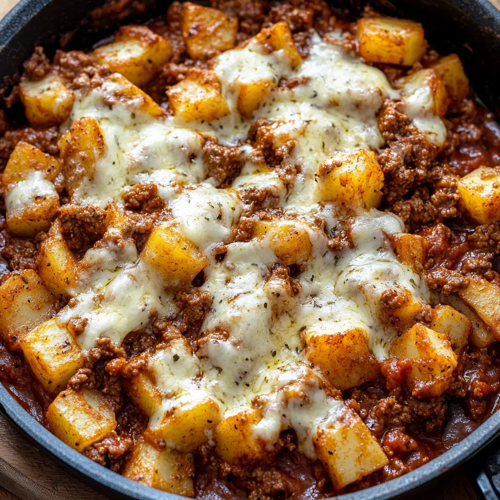 Cheesy Boursin Sloppy Joe Potato Skillet