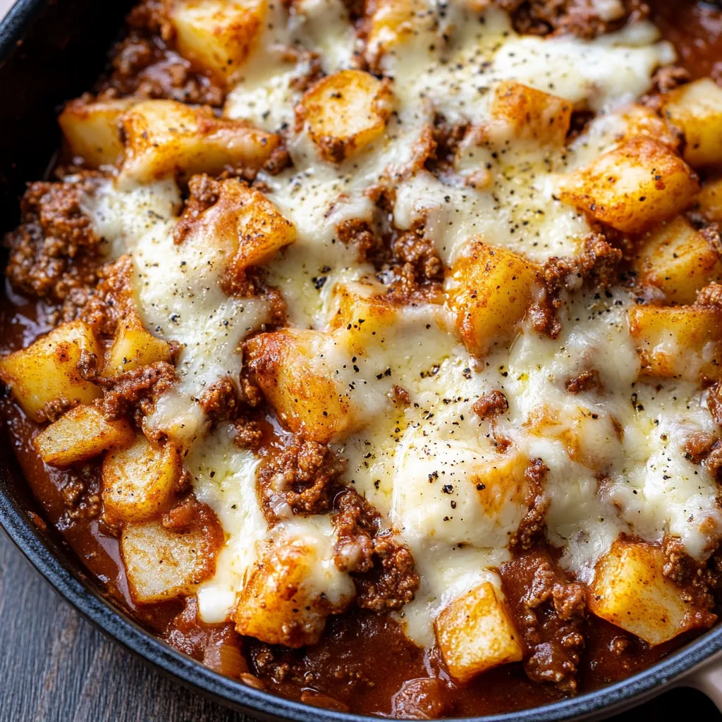 Cheesy Beef Potato Skillet