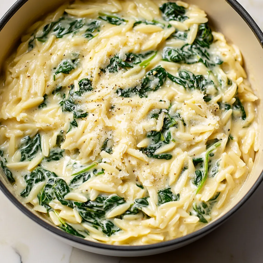 Creamy Garlic Spinach Orzo