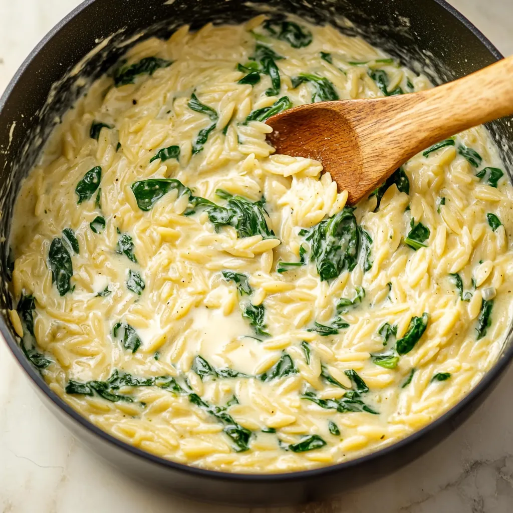 Creamy Garlic Spinach Orzo Recipe