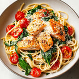 Tomato Spinach Salmon Pasta