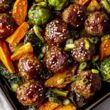 Korean BBQ Meatballs with Roasted Vegetables