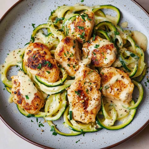 Chicken Alfredo with Zucchini Noodles