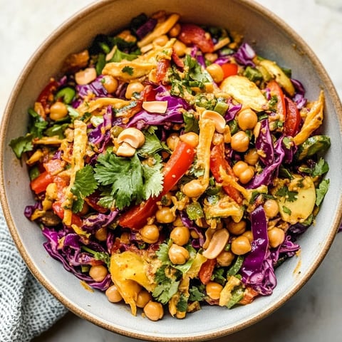 Chopped Thai-Inspired Chickpea Salad with Curry Peanut Dressing