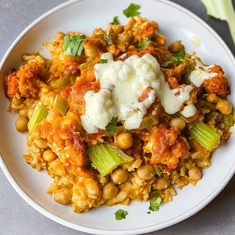 Buffalo Chickpea Cauliflower Casserole
